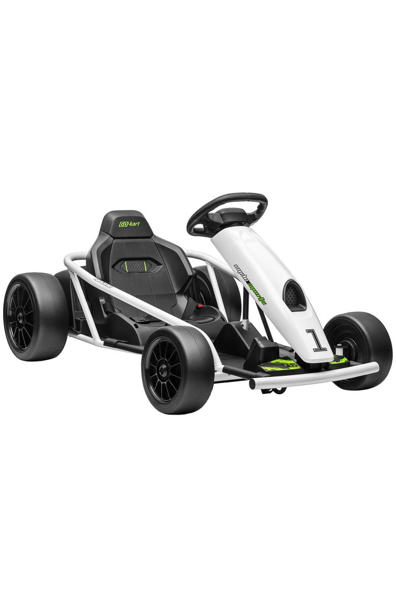 Aosom 24V Drifting Electric Go Kart 8.1 MPH with Slow Start Music Horn Safety Belt, Main, color, White
