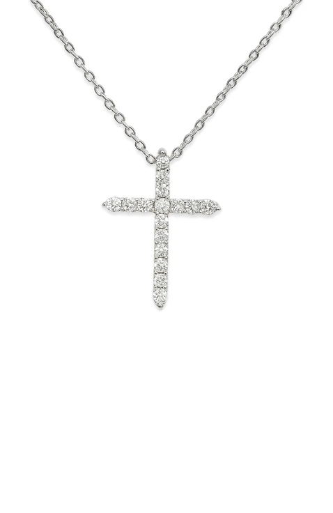 White Gold Cubic Zirconia Cross Necklaces