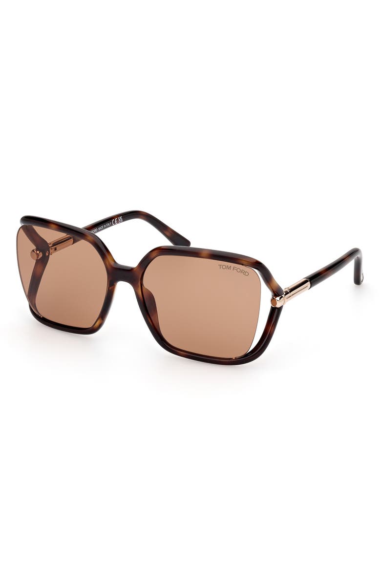 TOM FORD Solange-02 60mm Butterfly Sunglasses, Alternate, color, Shiny Dark Havana / Brown