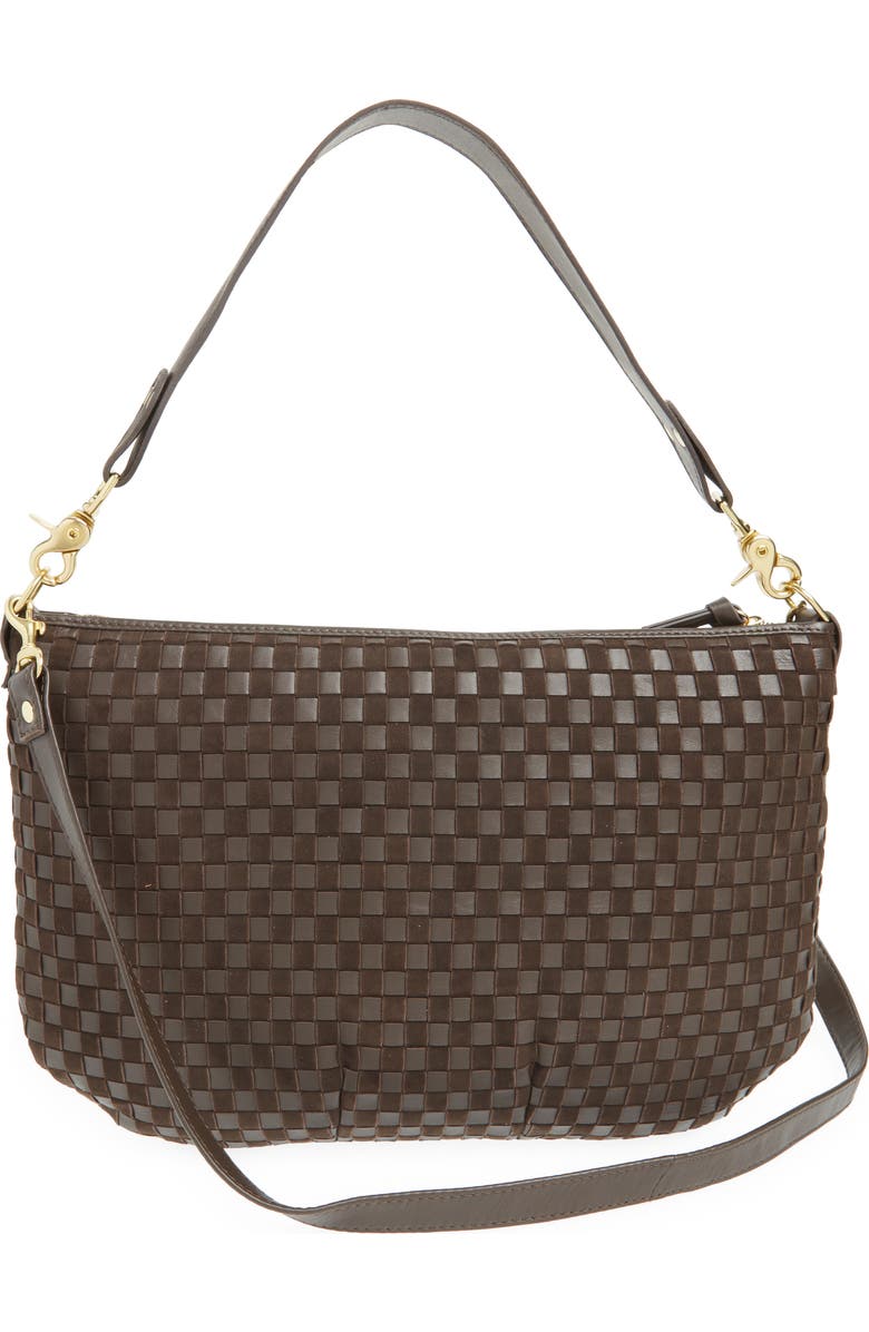 Clare V. Moyen Woven Leather & Suede Messenger Bag, Alternate, color,