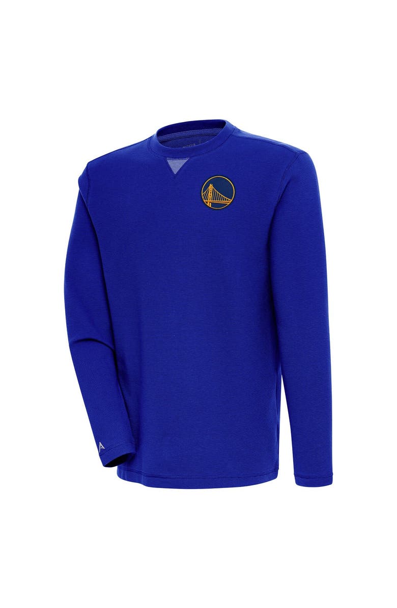 ANTIGUA Men's Antigua  Royal Golden State Warriors Flier Bunker Pullover Sweatshirt, Main, color, 