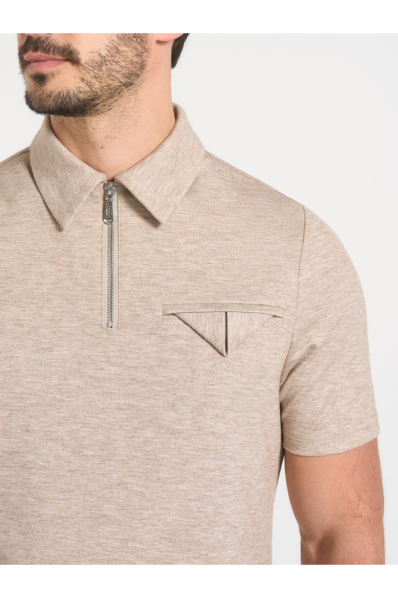 Cassian Zip Polo Shirt, Alternate, color, Taupe