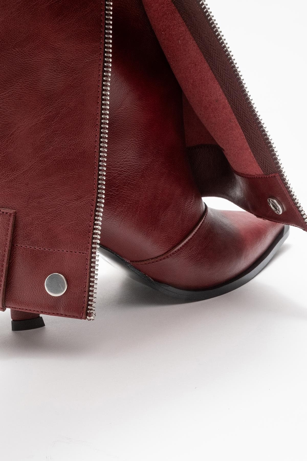 Lola Zip Pointed Toe Heel Boot, Alternate, color, Burgundy Faux Leather