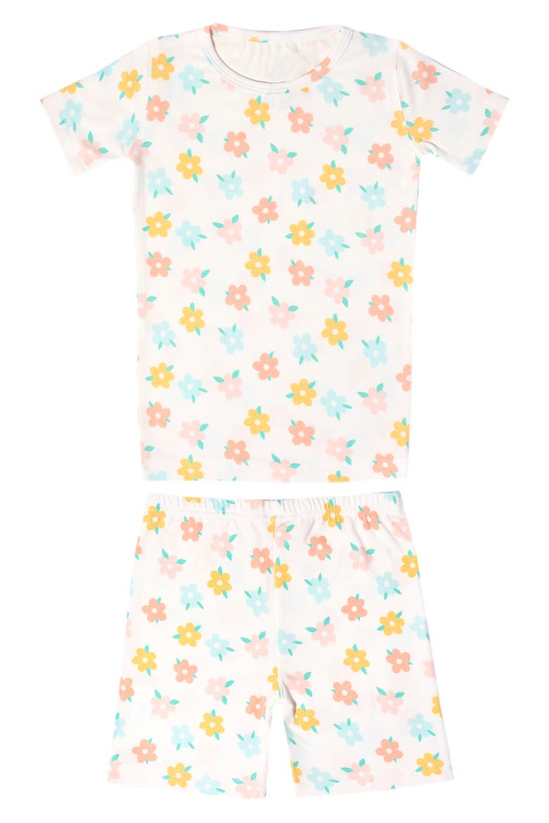 Daisy Fitted Two-Piece Short Pajamas, Main, color, LIGHT/ PASTEL BLUE