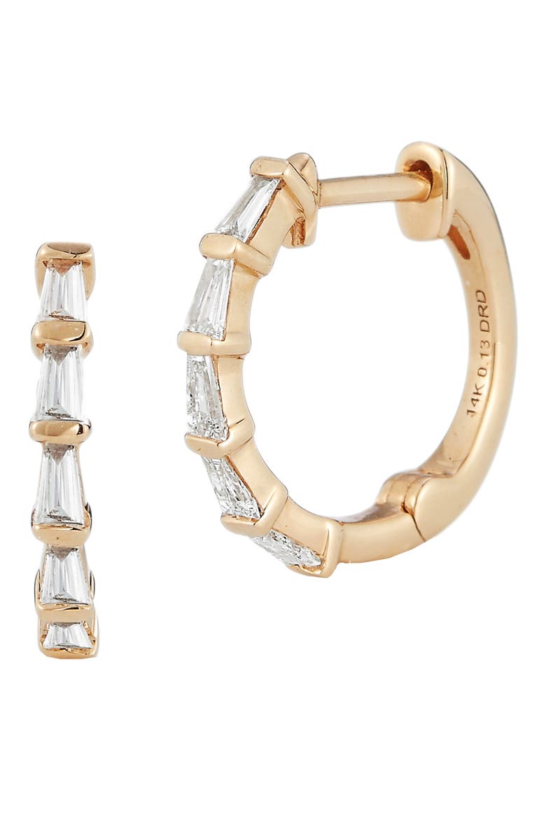 Sadie Tapered Baguette Diamond Hoop Earrings, Main, color, YELLOW GOLD