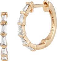 Dana Rebecca Designs Sadie Tapered Baguette Diamond Hoop Earrings