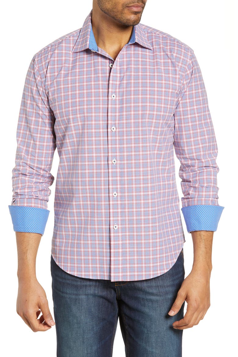 Shaped Fit Shirt, Main, color, RUBY