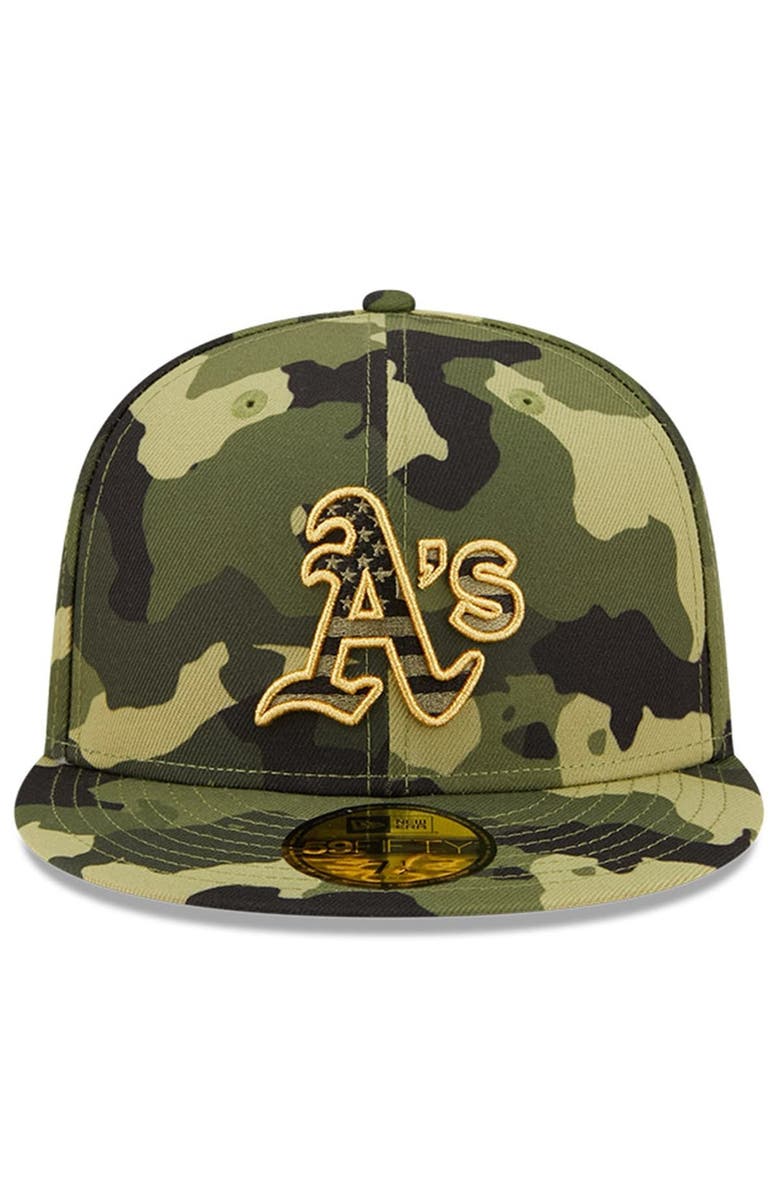New Era Men's New Era Camo Oakland Athletics 2022 Armed Forces Day On-Field 59FIFTY Fitted Hat, Alternate, color, Camo
