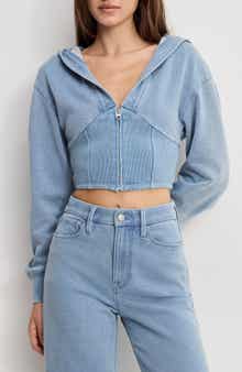 Jeanius Corset Crop French Terry Zip Hoodie