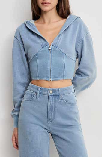 Jeanius Corset Crop French Terry Zip Hoodie