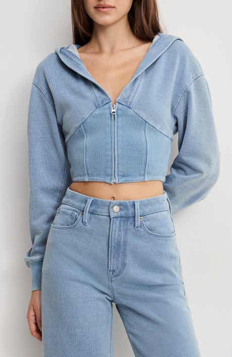 Jeanius Corset Crop French Terry Zip Hoodie