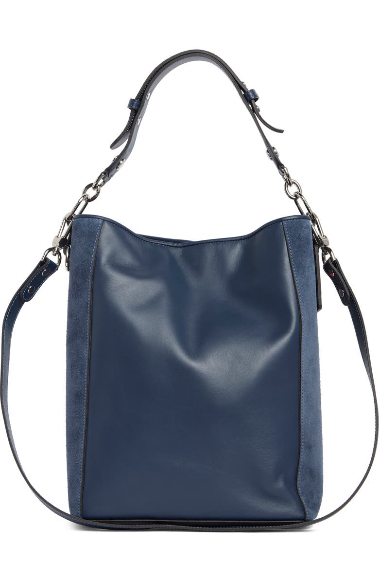 Longchamp Mademoiselle Leather Bucket Bag, Alternate, color, Pilot Blue