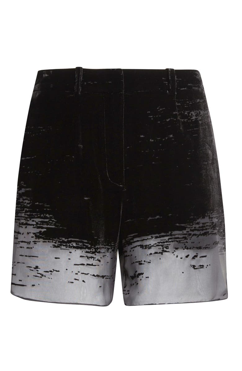 GRACE LING Glitch Devoré Velvet & Sheer Chiffon Shorts, Main, color, Black