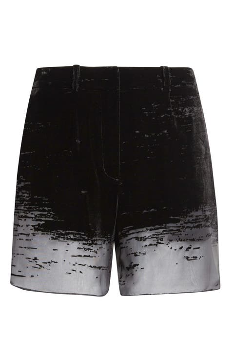 Glitch Devoré Velvet & Sheer Chiffon Shorts