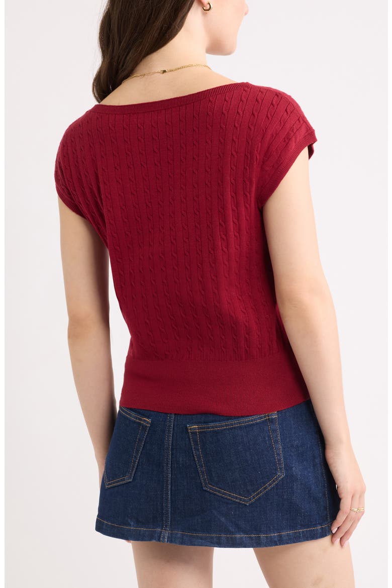 Cable Stitch Boat Neck Sweater T-Shirt, Alternate, color, RED CINDER