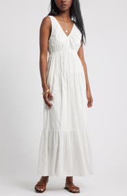 Treasure & Bond Shirred Cotton Blend Jacquard Sundress