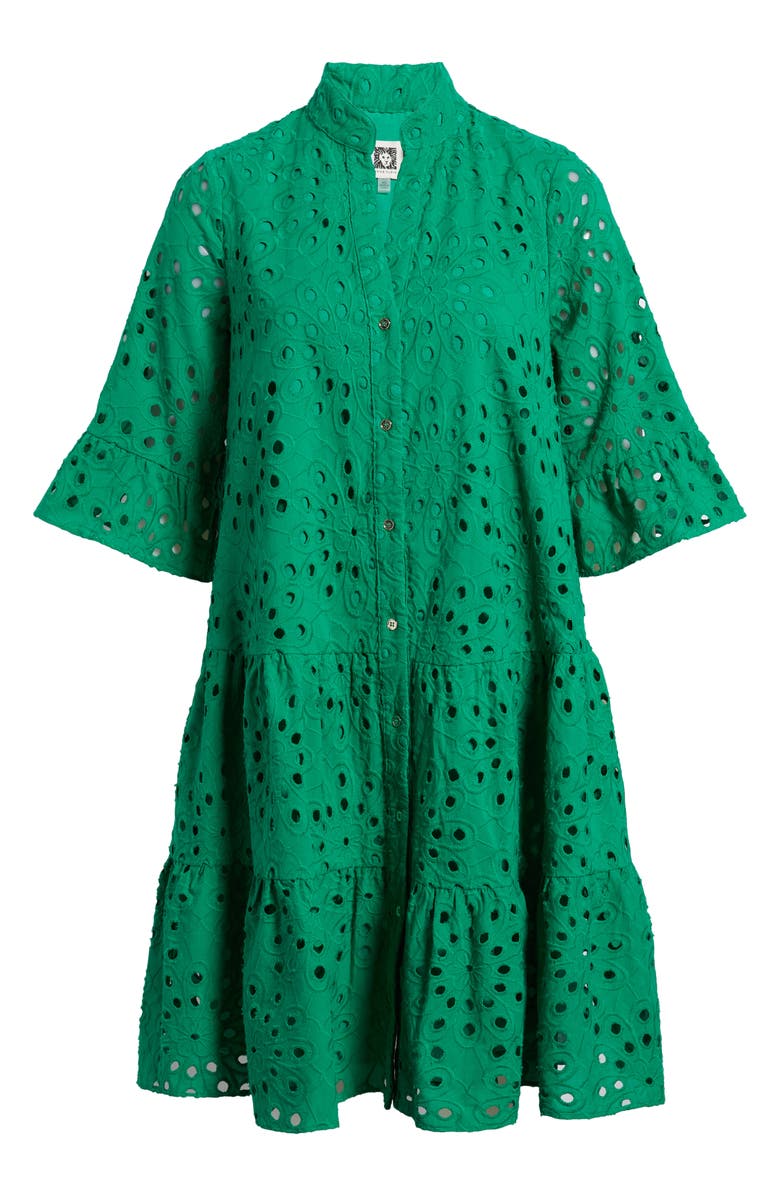 Anne Klein Eyelet Tiered Shirtdress, Alternate, color, 