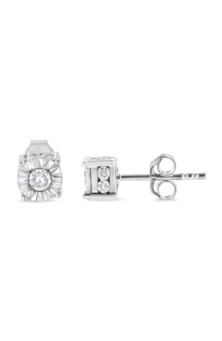 Haus of Brilliance Silver 1/2 Ct Miracle Diamond Stud Earring, Alternate, color, White