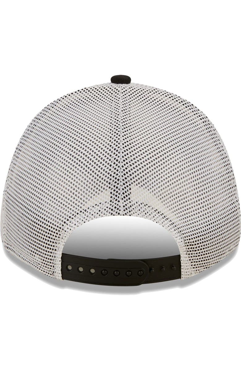 New Era Men's New Era Black/White Las Vegas Raiders Logo Patch Trucker 9FORTY Snapback Hat, Alternate, color, Black