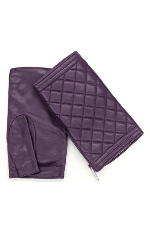 Quilted Leather Fingerless Gloves