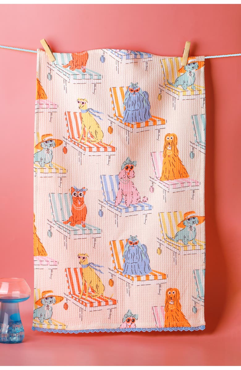 Tiramisu Day To Shine Set of 3 Kitchen Towels, Alternate, color, Light Pink/ Red/ Orange