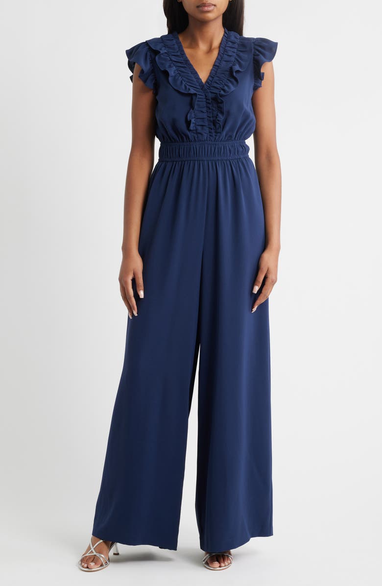 Vince Camuto Ruffle Neck Jumpsuit, Main, color, 