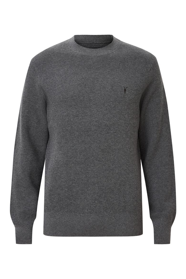 Oversize Cotton & Wool Waffle Crewneck Sweater, Alternate, color, MONUMENT GREY