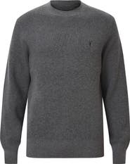 AllSaints Oversize Cotton & Wool Waffle Crewneck Sweater