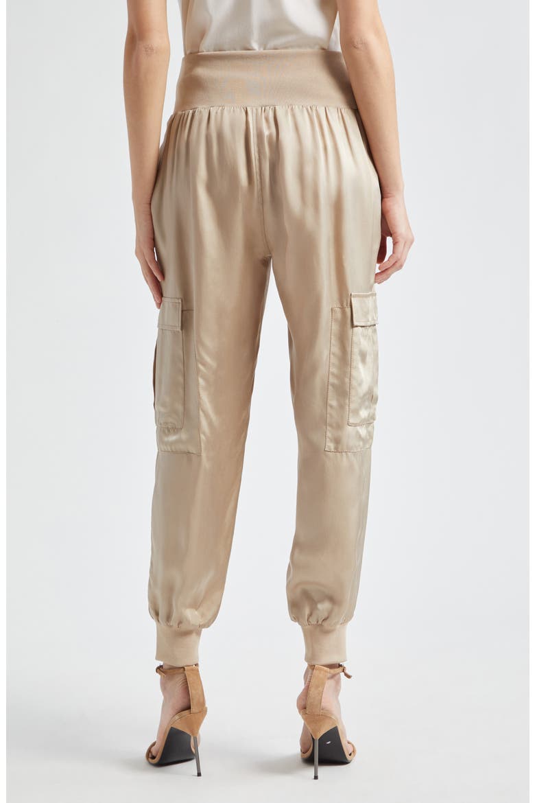 Giles Cupro Crop Cargo Joggers, Alternate, color, KHAKI