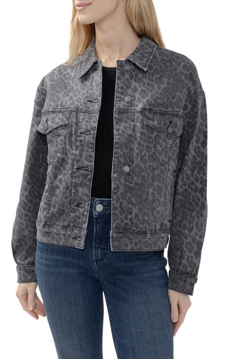 '90s Leopard Print Denim Trucker Jacket
