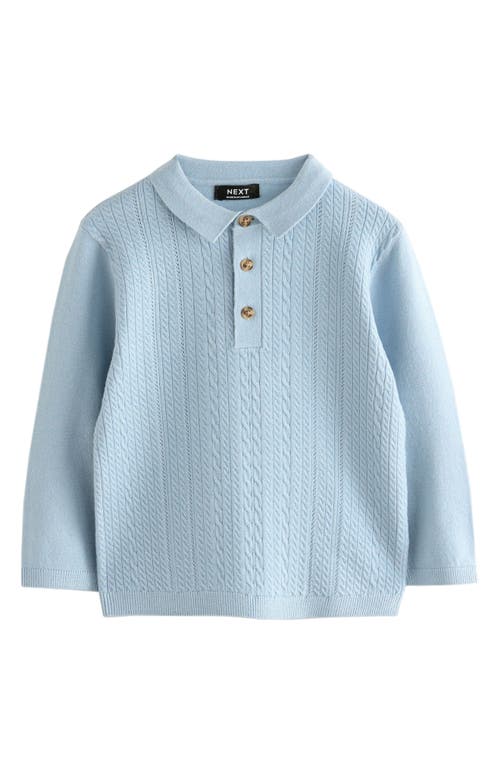 Next Kids' Cable Polo Sweater In Blue