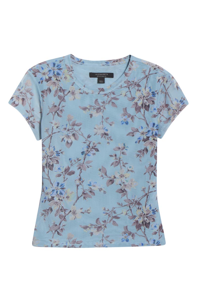 AllSaints Ellie Floral Mesh T-Shirt, Main, color, Vine Lake Blue