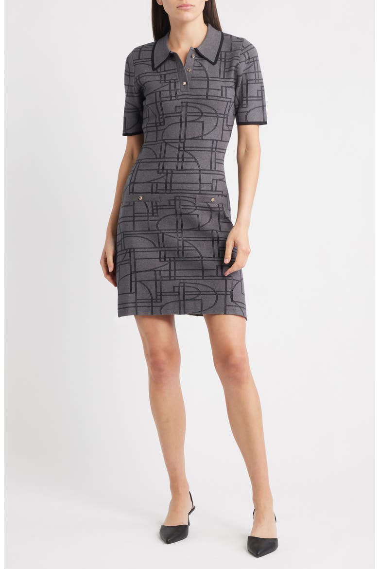 Jacquard Polo Minidress, Main, color, HEATHER GREY
