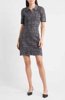 ZOE AND CLAIRE Jacquard Polo Minidress