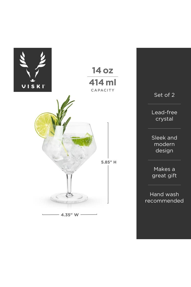 Raye Crystal Angled Gin & Tonic Glasses Set of 2, Alternate, color, Clear