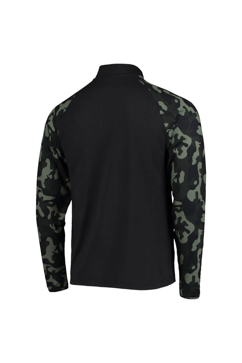 Men's Colosseum Black/Camo Iowa State Cyclones OHT Military Appreciation Take Flight Raglan Quarter-Zip Jacket, Alternate, color, Black