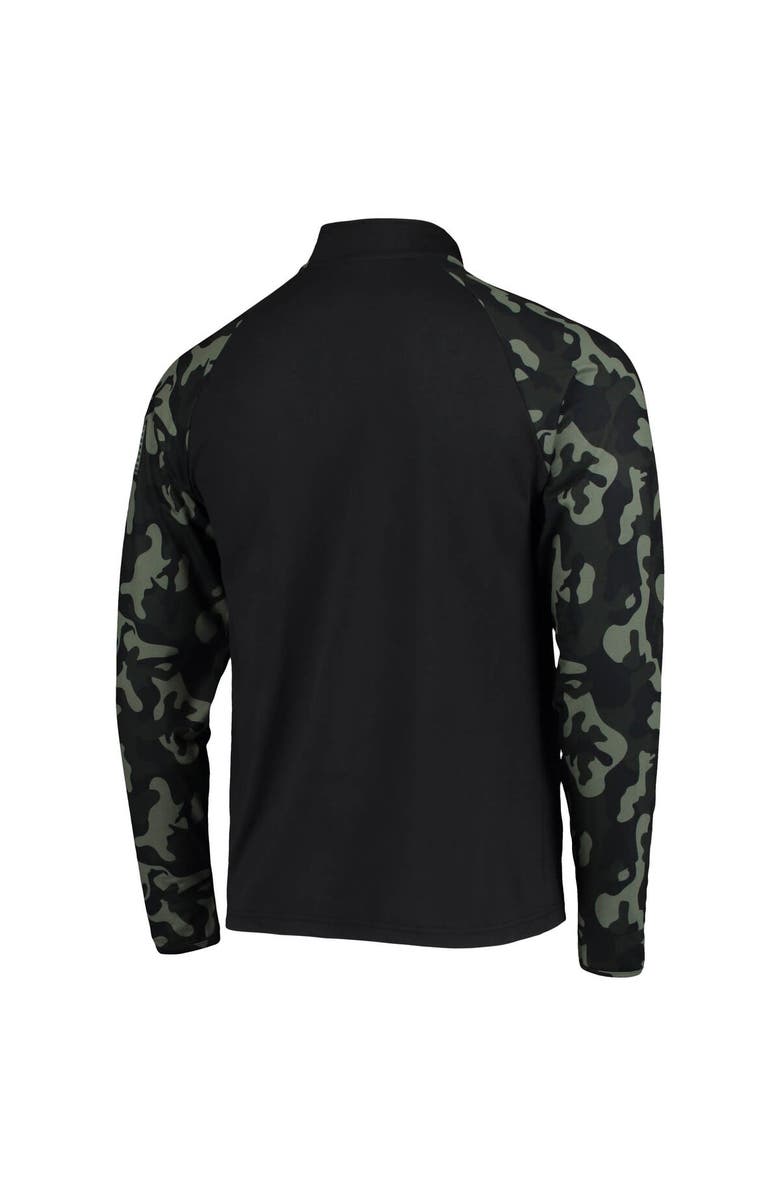 COLOSSEUM Men's Colosseum Black/Camo Iowa State Cyclones OHT Military Appreciation Take Flight Raglan Quarter-Zip Jacket, Alternate, color, Black