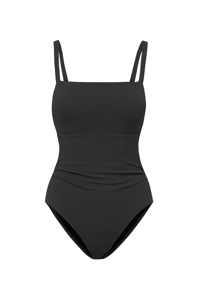 Change of Scenery Jori Square Neck Underwire One-Piece Swimsuit, Main, color, Black Texture