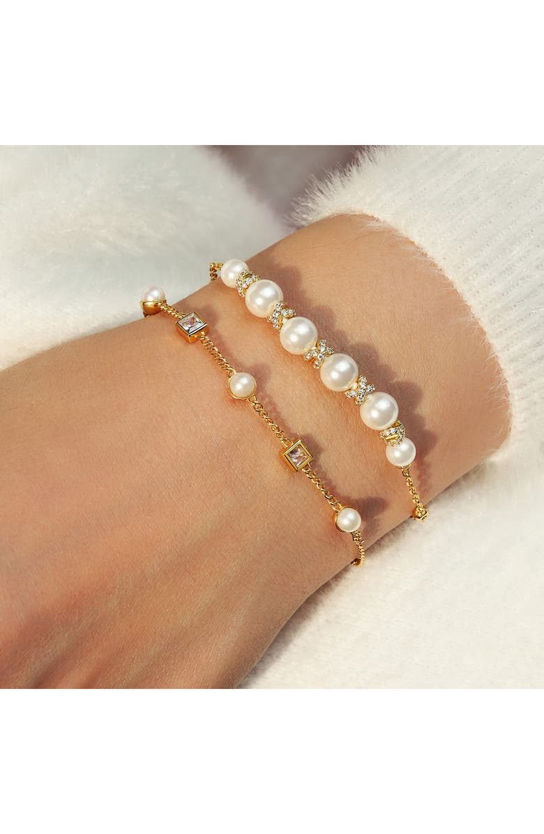 ANIA HAIE Faux Pearl & Pavé Chain Bracelet, Alternate, color, Shiny Gold