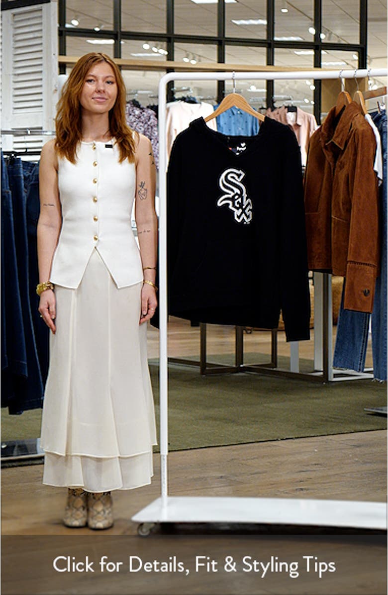 Women's Fanatics Branded Black Chicago White Sox Core Team Crossover V-Neck Pullover Hoodie, sales video thumbnail