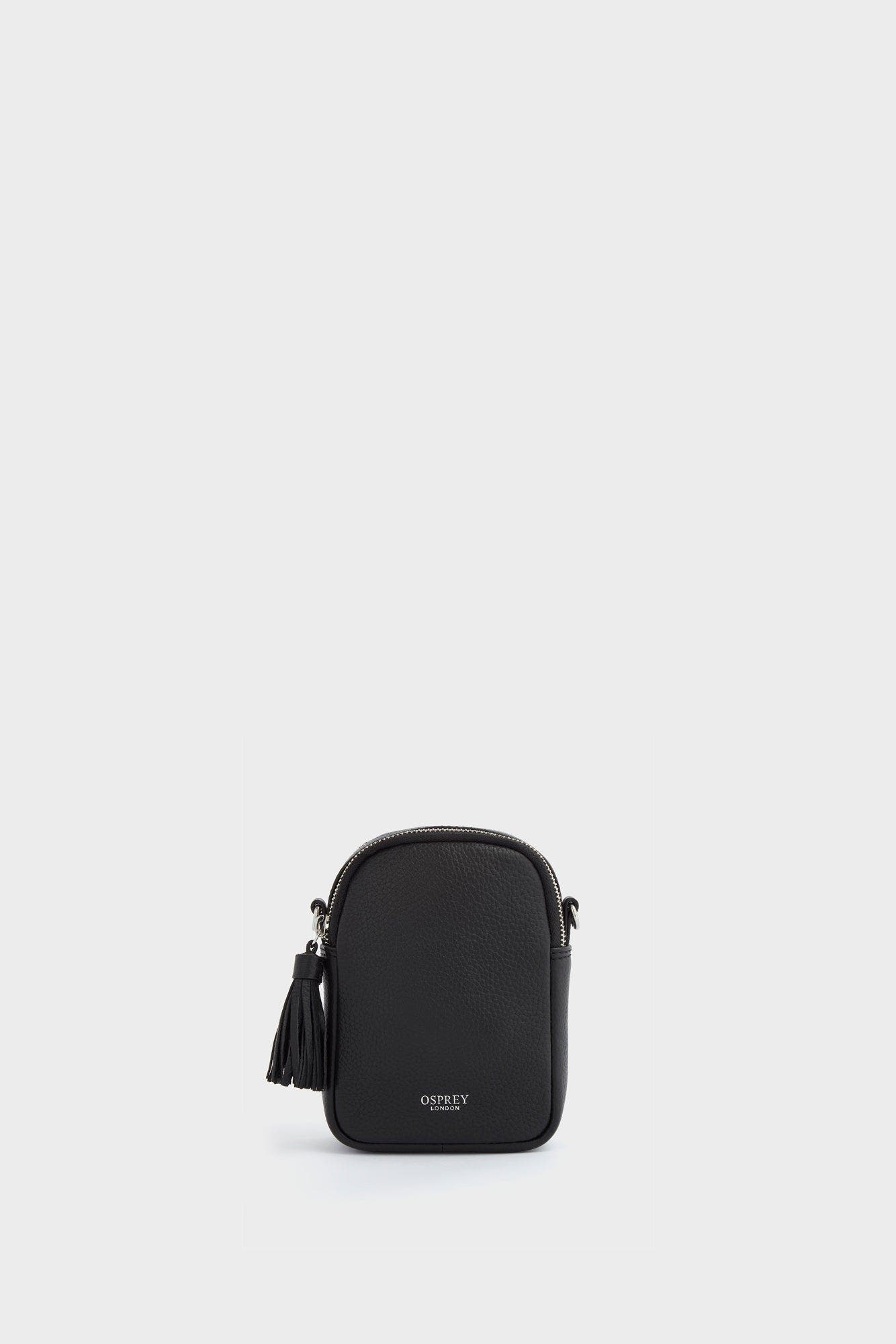 Osprey London The Stella Leather Phone Bag, Alternate, color, Black