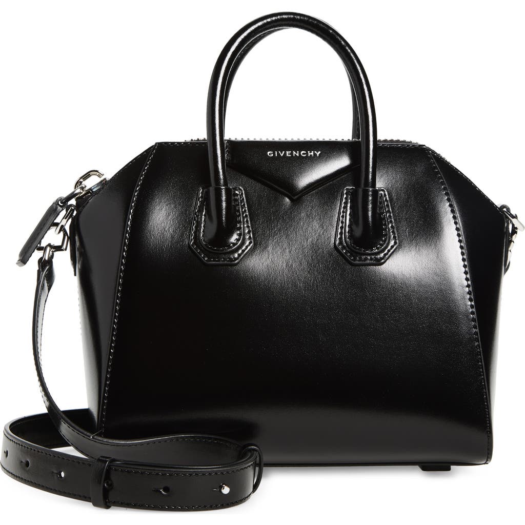 Givenchy Mini Antigona Patent-leather Top-handle Tote Bag In Black