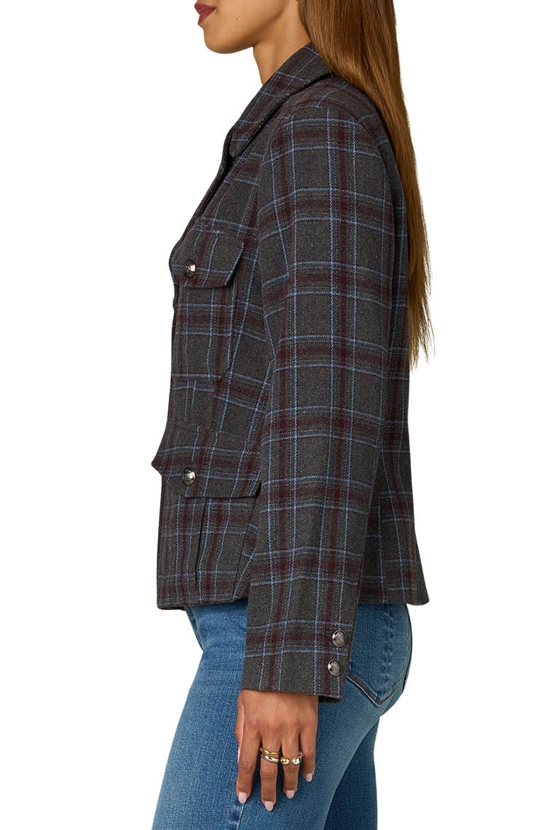 Plaid Military Blazer, Alternate, color, STEEL GREY/ SKY BLUE