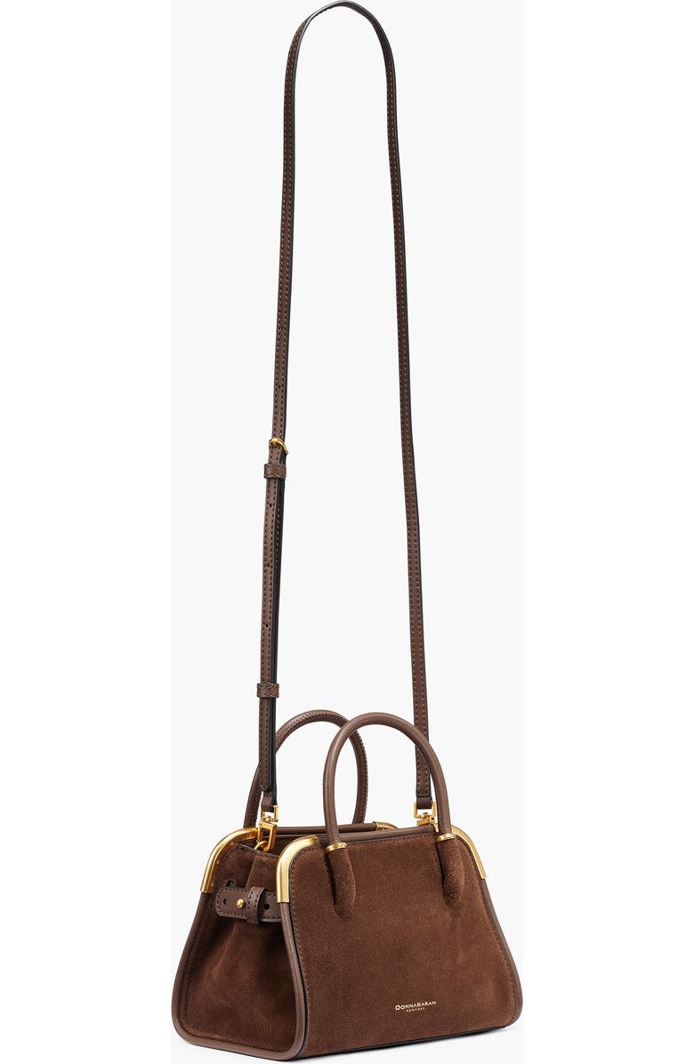 Donna Karan New York Satin Suede Mini Satchel, Alternate, color, Chocolate