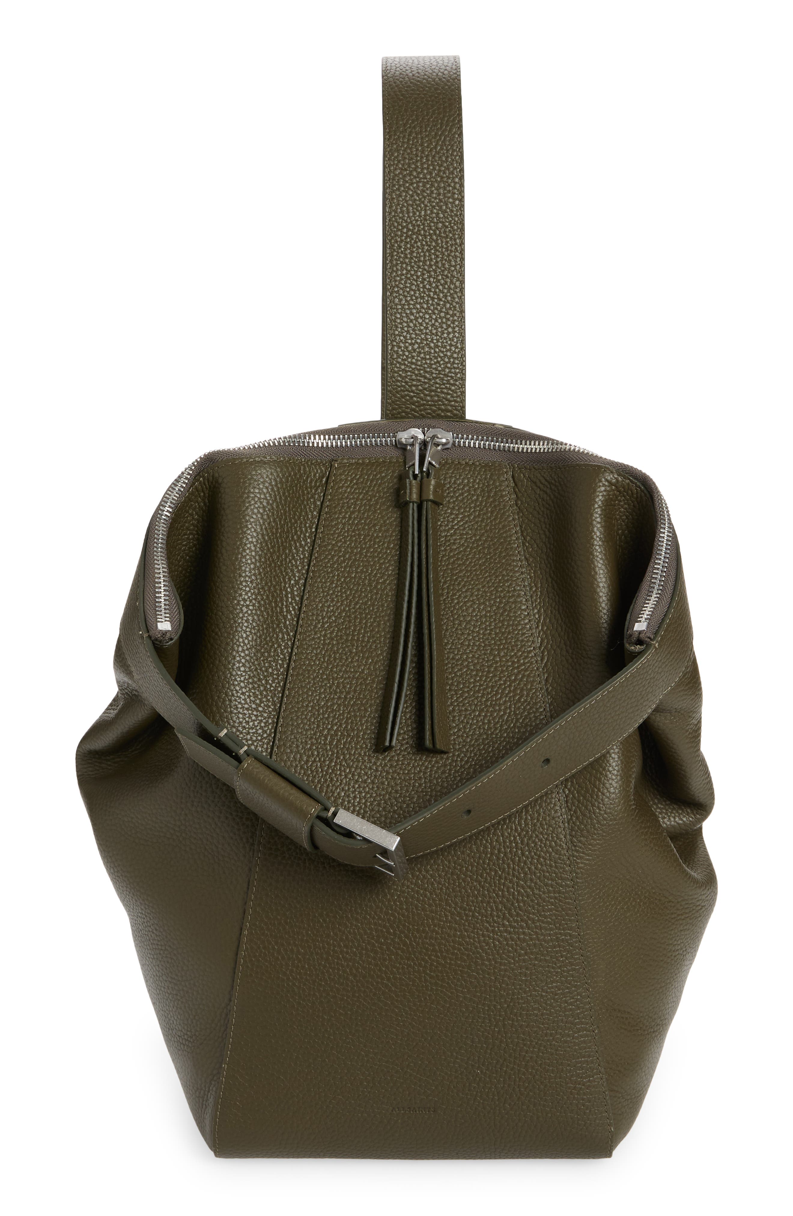 AllSaints Anouck Sling Leather Backpack, Main, color, 