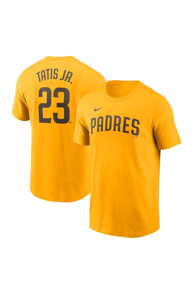 Nike Men's Nike Fernando Tatis Jr. Gold San Diego Padres Fuse Name & Number T-Shirt, Main, color, Gold