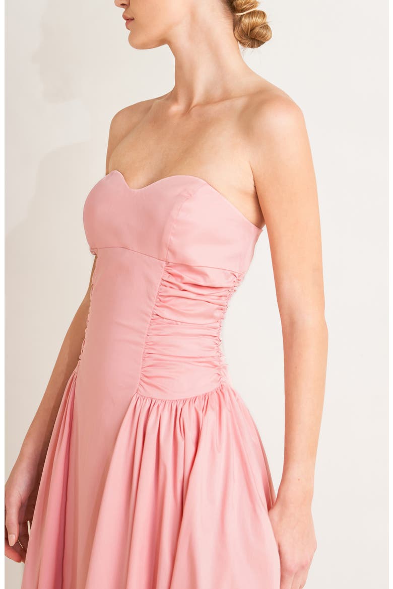 Strapless Cotton Blend Midi Sundress, Alternate, color, PINK
