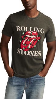 Lucky Brand Rolling Stones Lights Embroidered Appliqué Cotton T-Shirt
