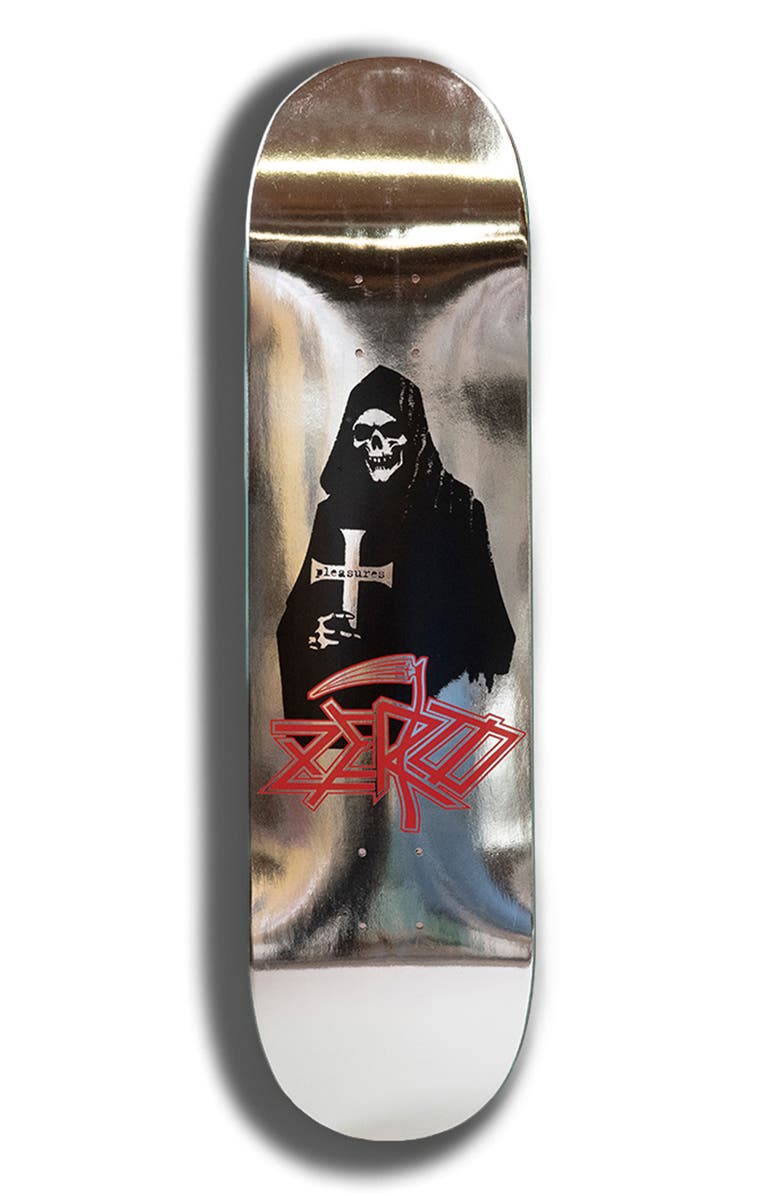 PLEASURES x Zero Reaper Skate Deck, Main, color, Silver