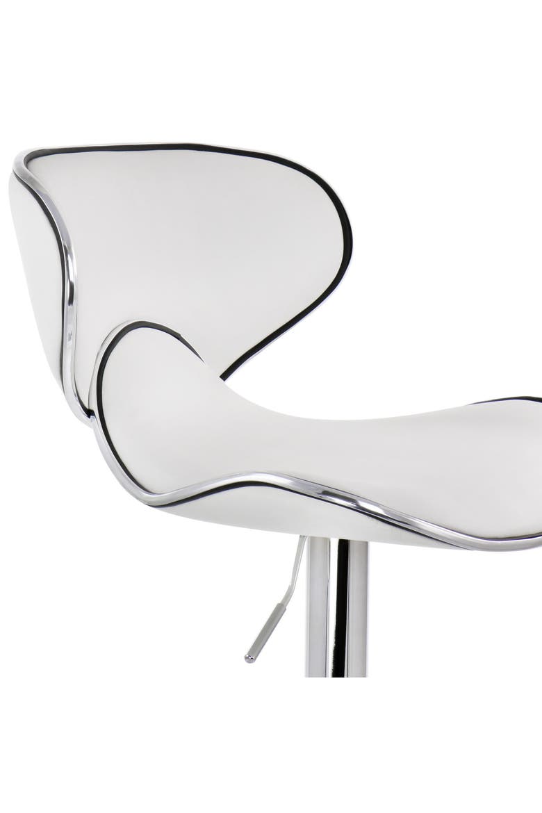 2 Piece Slim Faux Leather Adjustable Bar Stool, Alternate, color, White